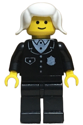Police - Suit with 4 Buttons, Black Legs, White Pigtails Hair