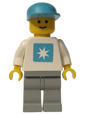 Maersk - White Torso (Sticker), Light Gray Legs, Maersk Blue Cap