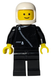 Jacket with Zipper - Black, Black Legs, White Classic Helmet